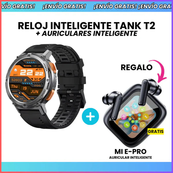 Reloj Inteligente Smart Watch TANK T2 + Auriculares Inteligentes de Regalo